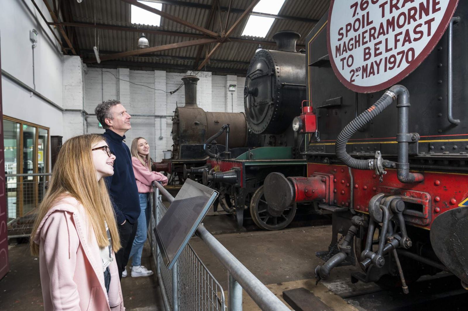 Whitehead Railway Museum - family looking at trains